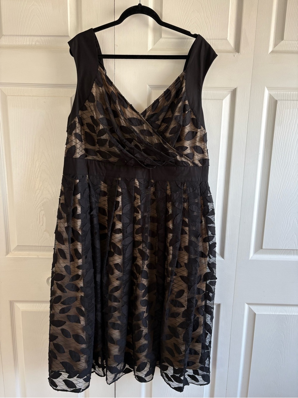 Adrianna Papell Black Tan Babydoll Fit&Flare Cocktail Dress Mother Of Bride 20W